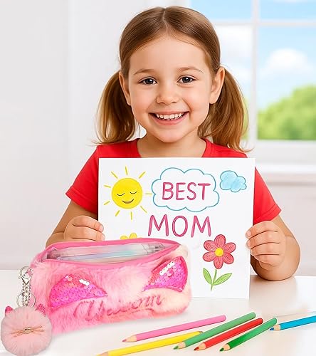 Miniatura 3 de Bonito estuche para niñas  Estuche estético para lápices de regreso a la escuela, estuche estético de felpa suave para estudiantes, suministros de