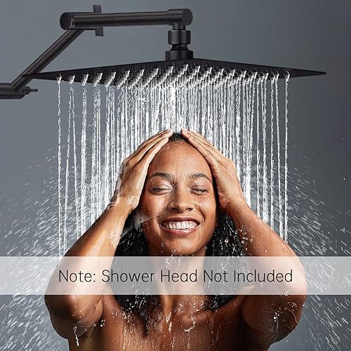 Vista 25 de G-Promise Brazo de extensión de cabezal de ducha de 16 pulgadas, extensor ajustable de altura y ángulo de latón macizo, lluvia ascendente o inferior