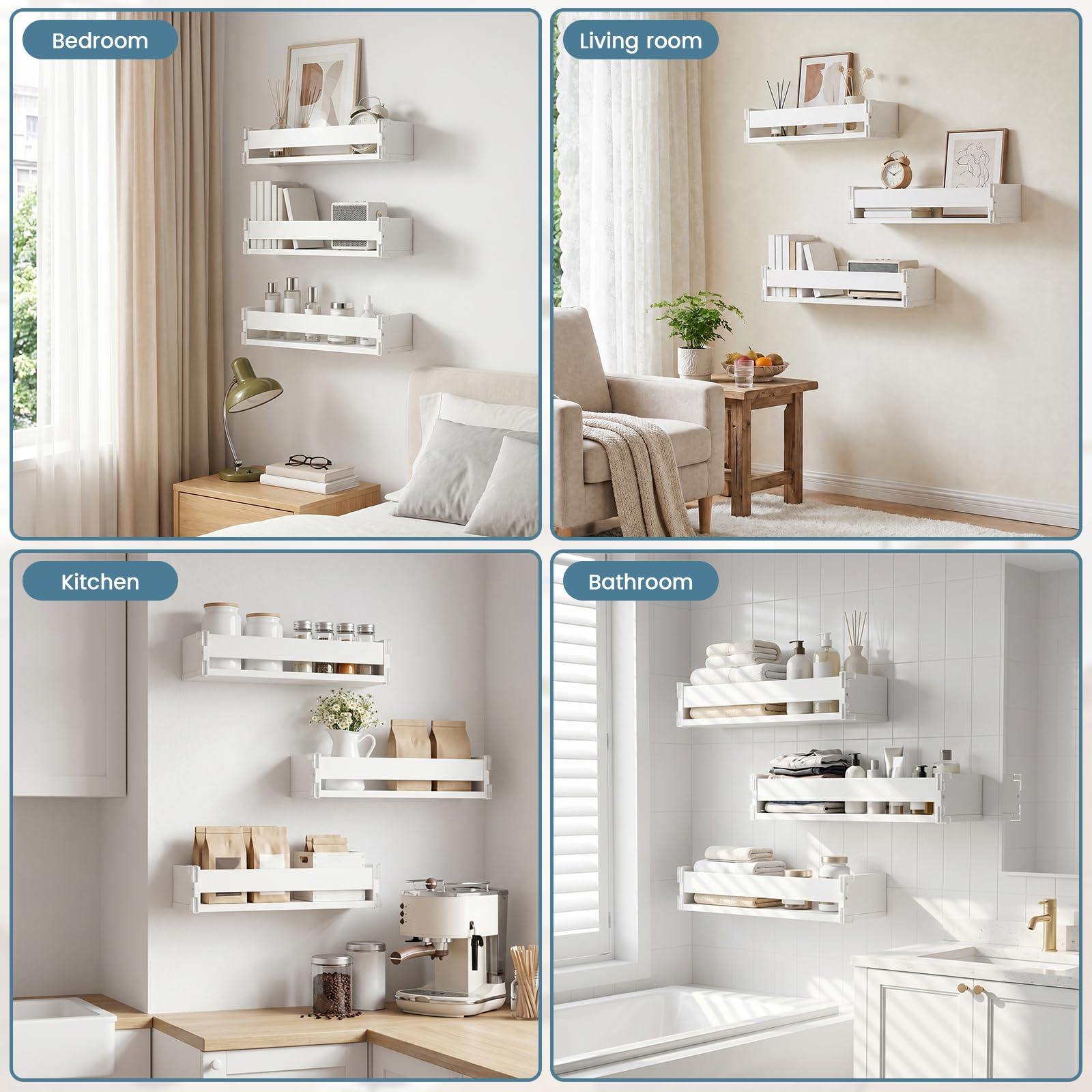 Wandregal für das Kinderzimmer, Bücherregal für Kinder und Wand, 3er-Set, Hängendes Bücherregal aus Holz,Schweberegale für Zeitschriften, Kinderzimmer, Wohnzimmer, Schlafzimmer oder Küche