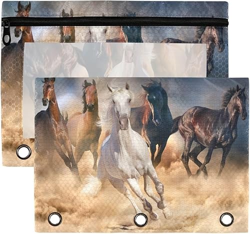 Miniatura 7 de Kcldeci Estuche para lápices para carpeta de 3 anillas, lindo perro, paquete de 2 bolsas para lápices con ventana transparente con estuche con