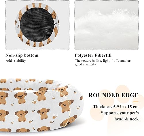 Miniatura 5 de Cute Cartoon Brown Dogs White Anxiety Relief Pet Dog Bed fluffier Dog Pillow Bed for Small Size Pets Sleeping cama elevada para Perros Grandes
