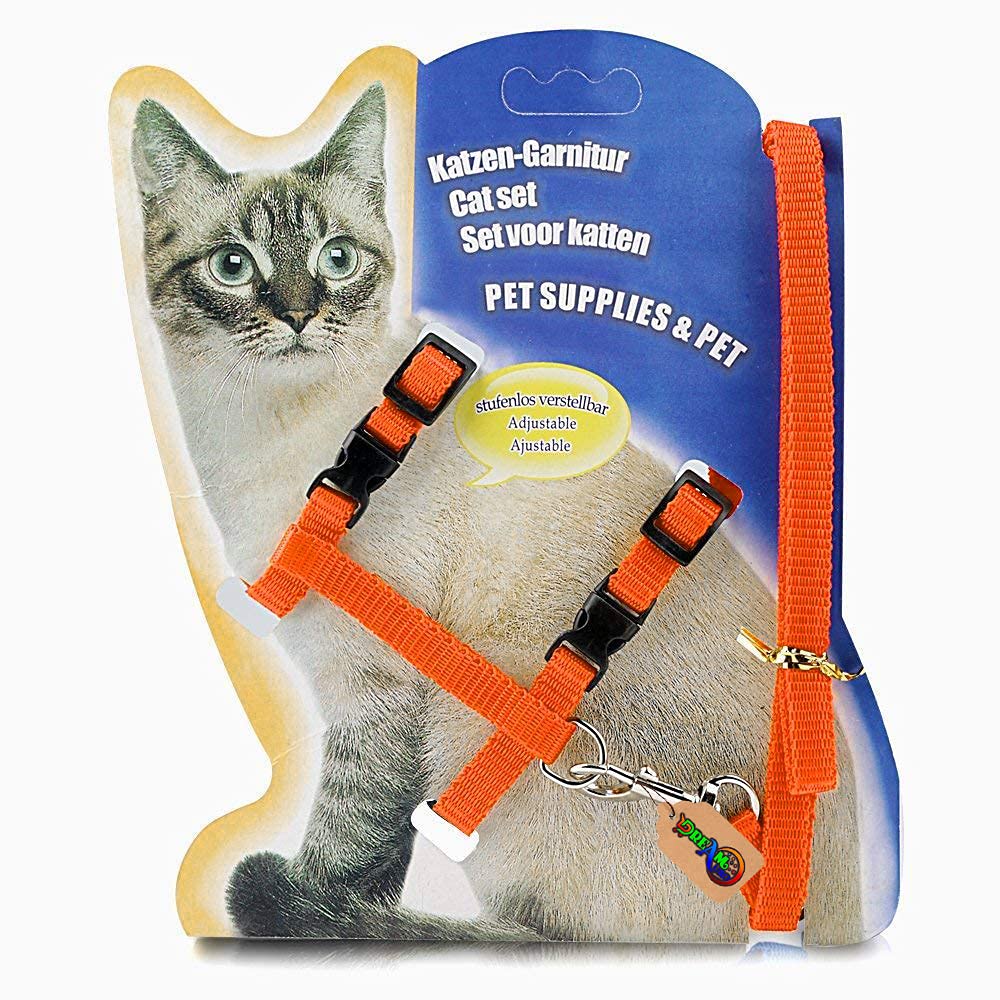 DreamAuro Nylon Soft Adjustable Harness with Leash Rope Set for Cat (Orange) (B086R3WN8Z) Amazon Price History, Amazon Price Tracker