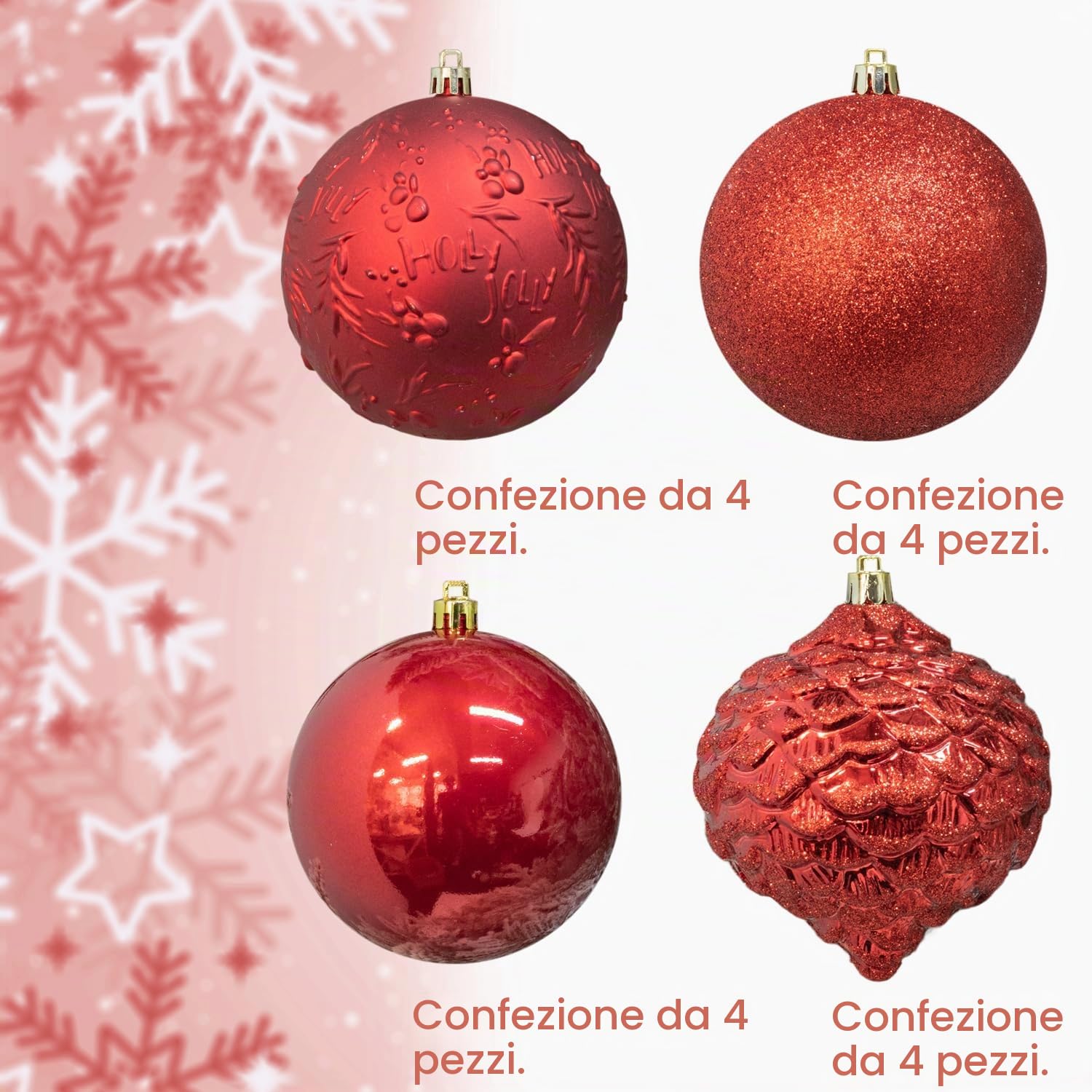 Busybee Unbekannt Palline di Natale 16 Pezzi 10 cm Rosso Palline Natalizie Ornamento di Palla di Natale per la Decorazione dell'albero di Natale