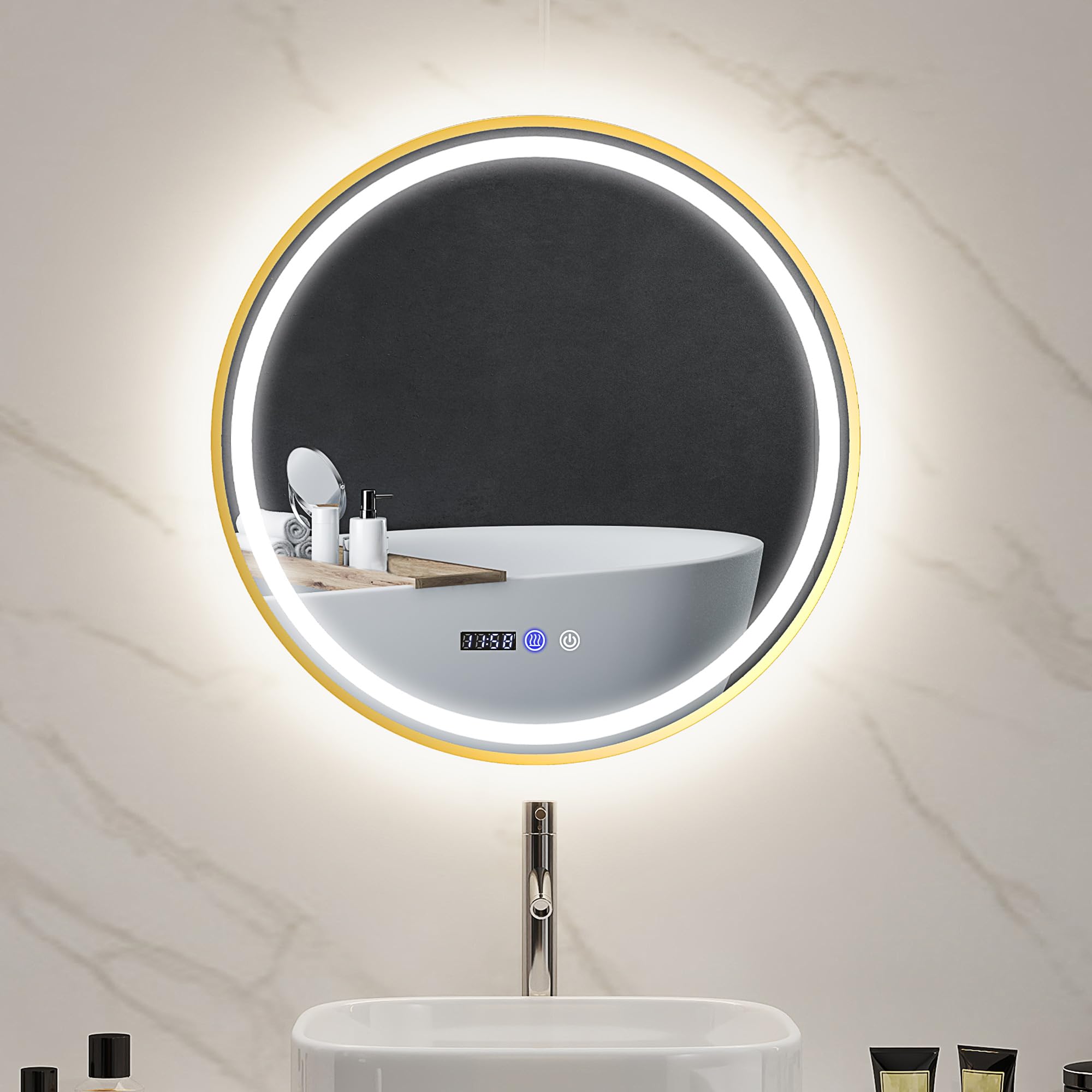 Miroir Salle De Bain LED HOMCOM 60x80 Cm – Bluetooth, Anti-Buée, 3 Couleurs