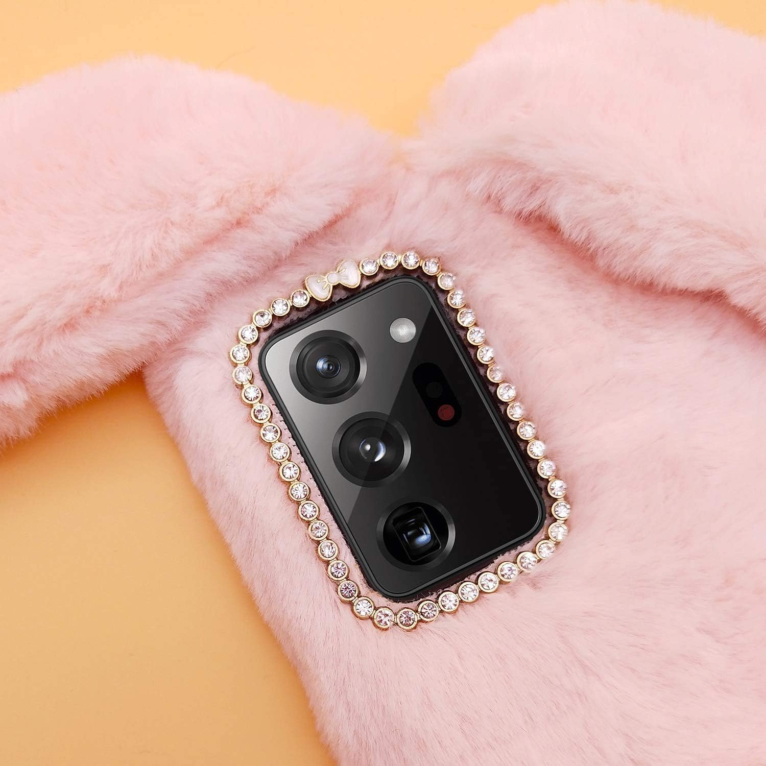 Girly Custodia Morbida In Pelliccia Sintetica Per Xiaomi 13 (Coniglio Rosa) - Con Pellicola Vetro E Cordino A Tracolla, Luccicante