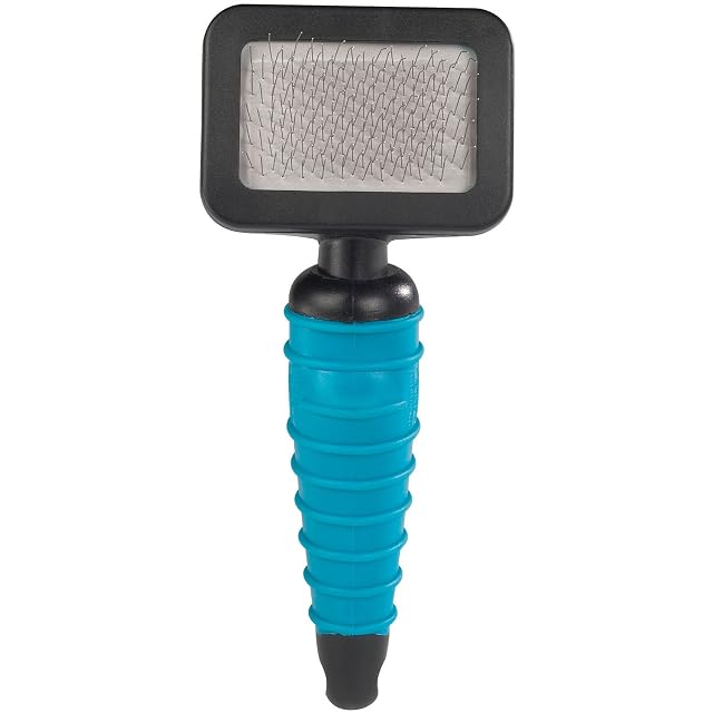 Master Grooming Herramientas Acero Inoxidable y Goma Ergonómica Mascota Slicker Brush, Extra pequeño