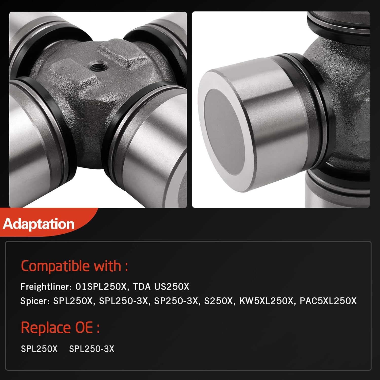 Universal Joint Kit for SPL250 Series (HR Style), 2.362 inch Bearing Cap & 6.417 inch Plate Heavy Duty U-Joint, Replaces SPL250X, SPL2503X, HD2503X, 752SPL250X, SPL250-3X