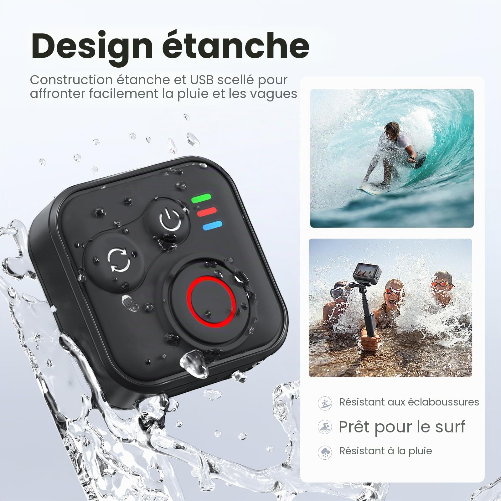 Télécommande Bluetooth Insta360 BT5.1 Type-C Étanche 50 m 96 h Endurance Smartphone Appareil photo Accessoires