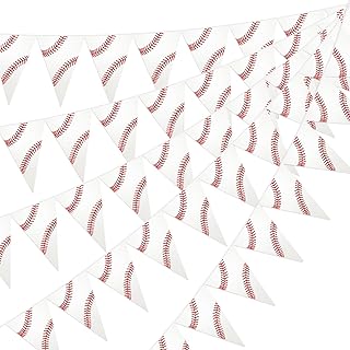 Jetec 5 Pcs 49 Ft Baseball Party Decorations Pennant Banner Pre-Assembled Sport Triangle Flag Bunting Garland for Baseball Birthday Party Supplies Sport Theme Decorations