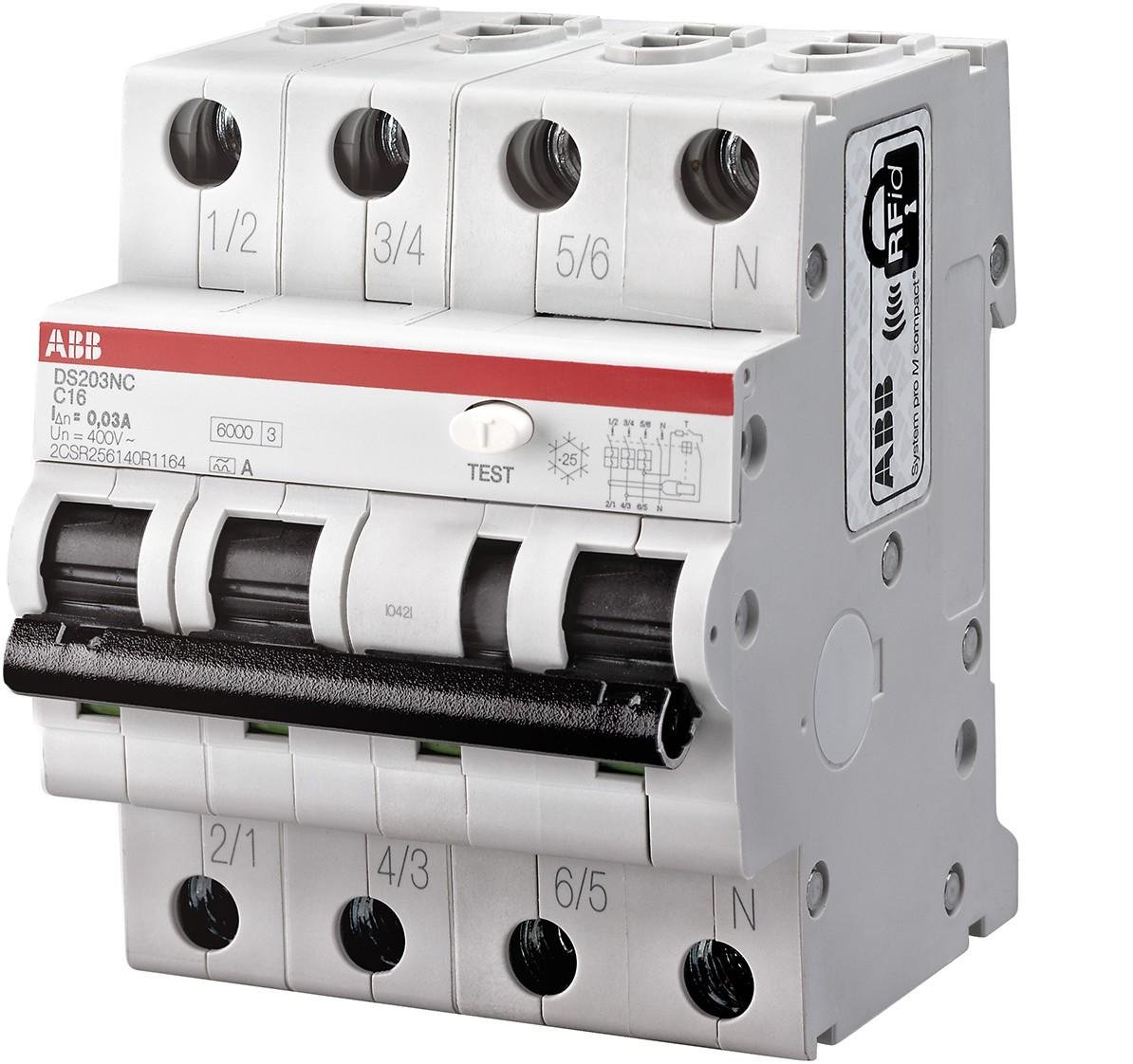 ABB RCBO, 10A Current Rating, 4P Poles, 30mA Trip Sensitivity