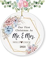 Vista 21 de Adorno personalizado para casados, adornos de Navidad, adorno de compromiso, adorno de boda, regalos de boda, regalos de boda, regalos