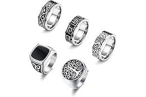 5Pcs Stainless Steel Rings for Men