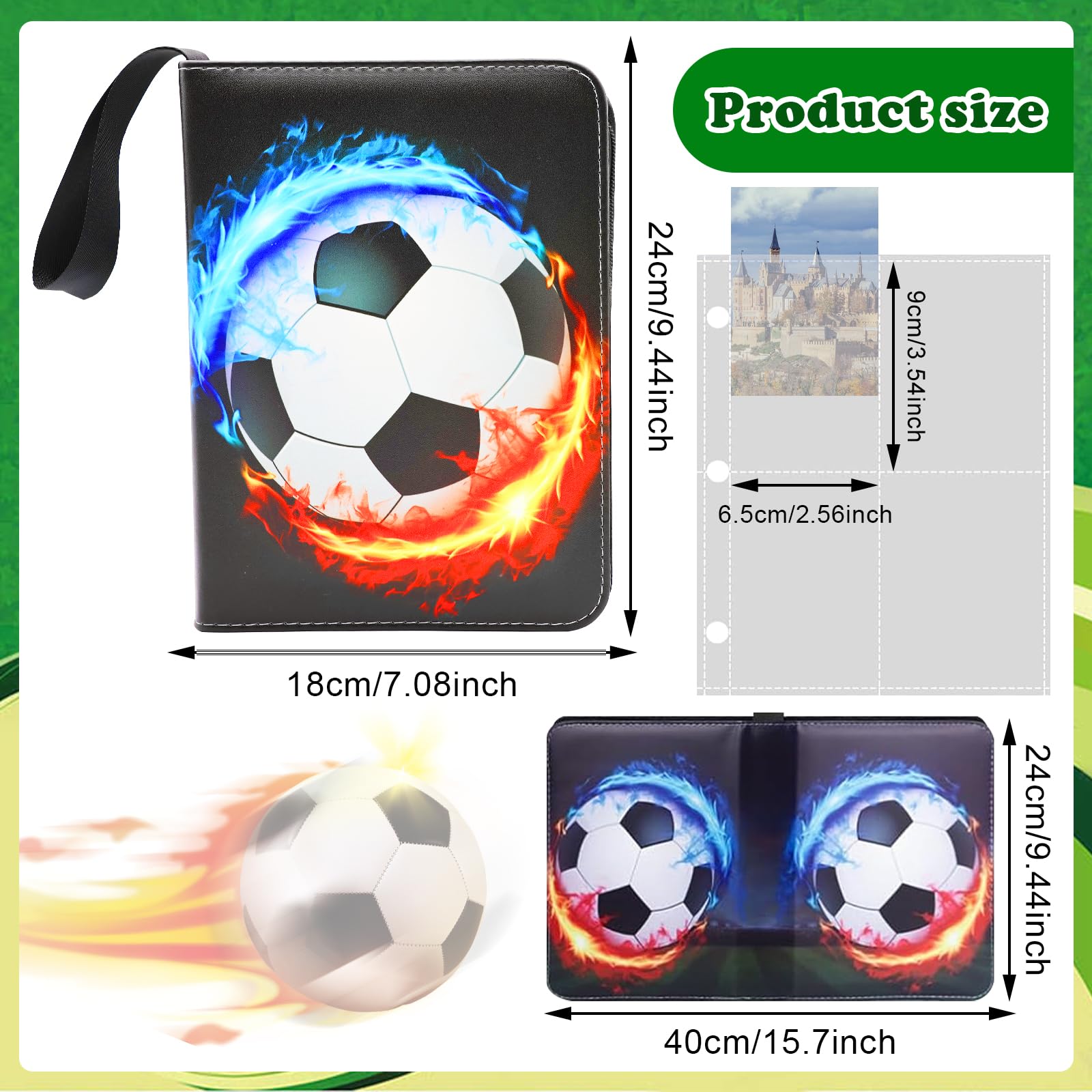 Album raccoglitore per carte da calcio, 50 pagine, 400 carte da calcio, per bambini, adulti, matchattax, carte da collezione, album da calcio, scrapbooking