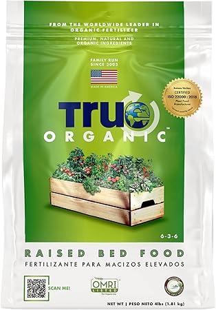 True Organic Raised Bed Food – Organic Fertilizer for Herbs, Flowers, Vegetables & Fruits – 4lb Bag Covers 30 Sq. Ft.