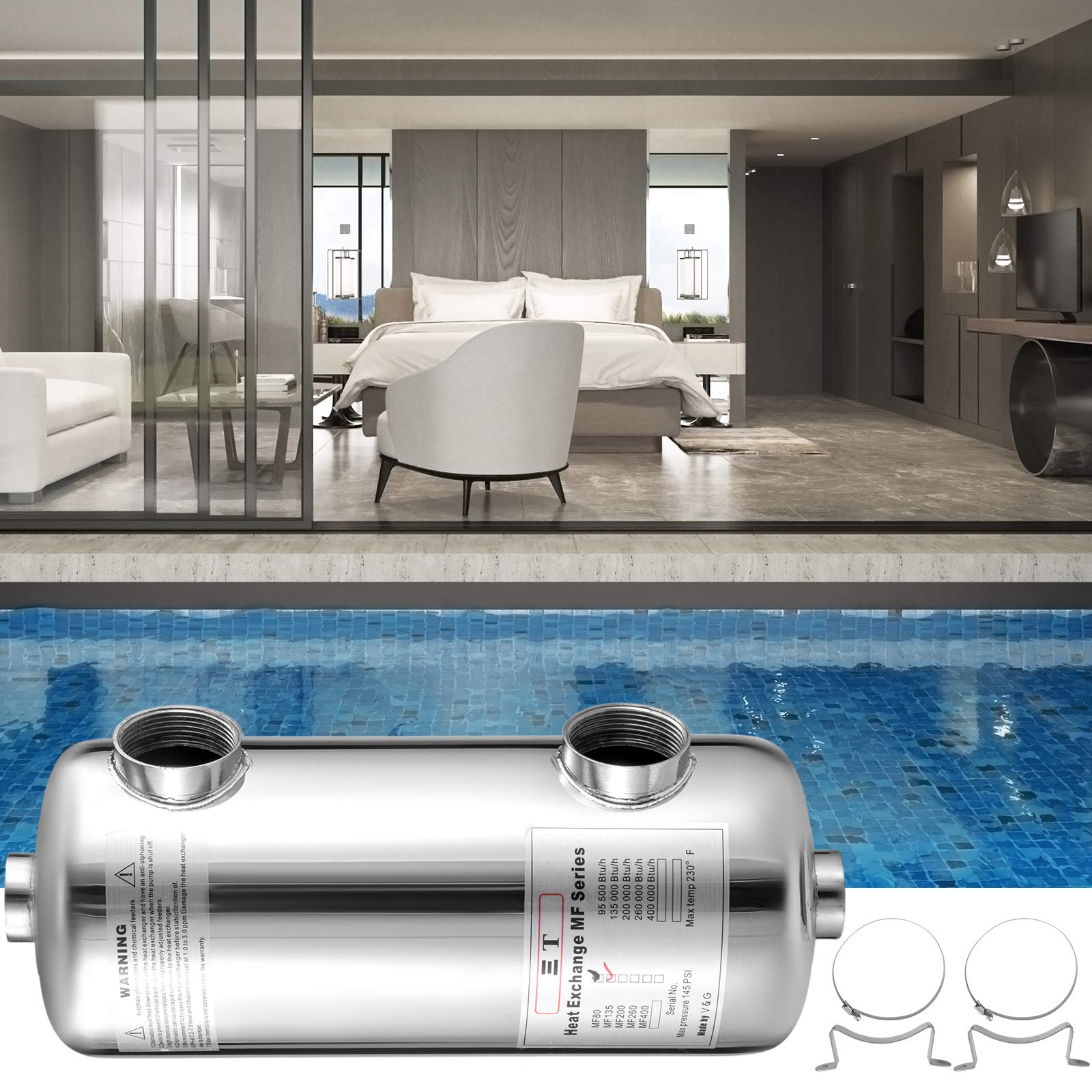 Buy Patiolife Pool Heat Exchanger 135 KBtu/h Tube Shell Heat Exchanger