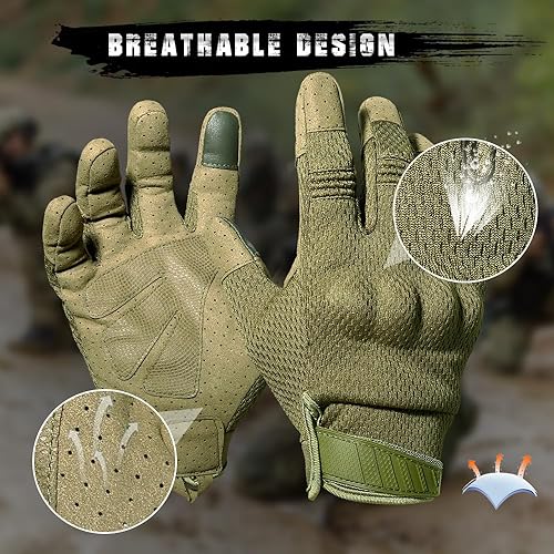 Miniatura 9 de AXBXCX Guantes tácticos para hombre transpirables, flexibles, duraderos, aptos para pantalla táctil y perfectos para actividades al aire libre de