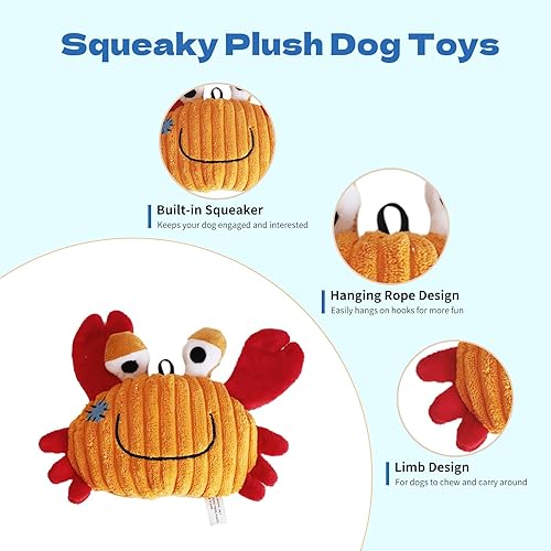 Miniatura 3 de Juguetes de peluche para perros pequeños y medianos, lindo juguete chirriante para cachorros, juguetes masticables de tela duradera con papel