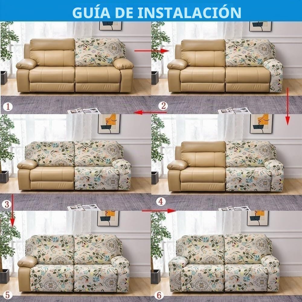Funda De Sofá Relajante Reclinable Elástica De 2 Plazas, Funda De Sofá Relajante Reclinable Universal con Bolsillos, Funda De Silla Lavable De 6 Piezas, Fundas De Sofá De Masaje Eléctrico(#1)
