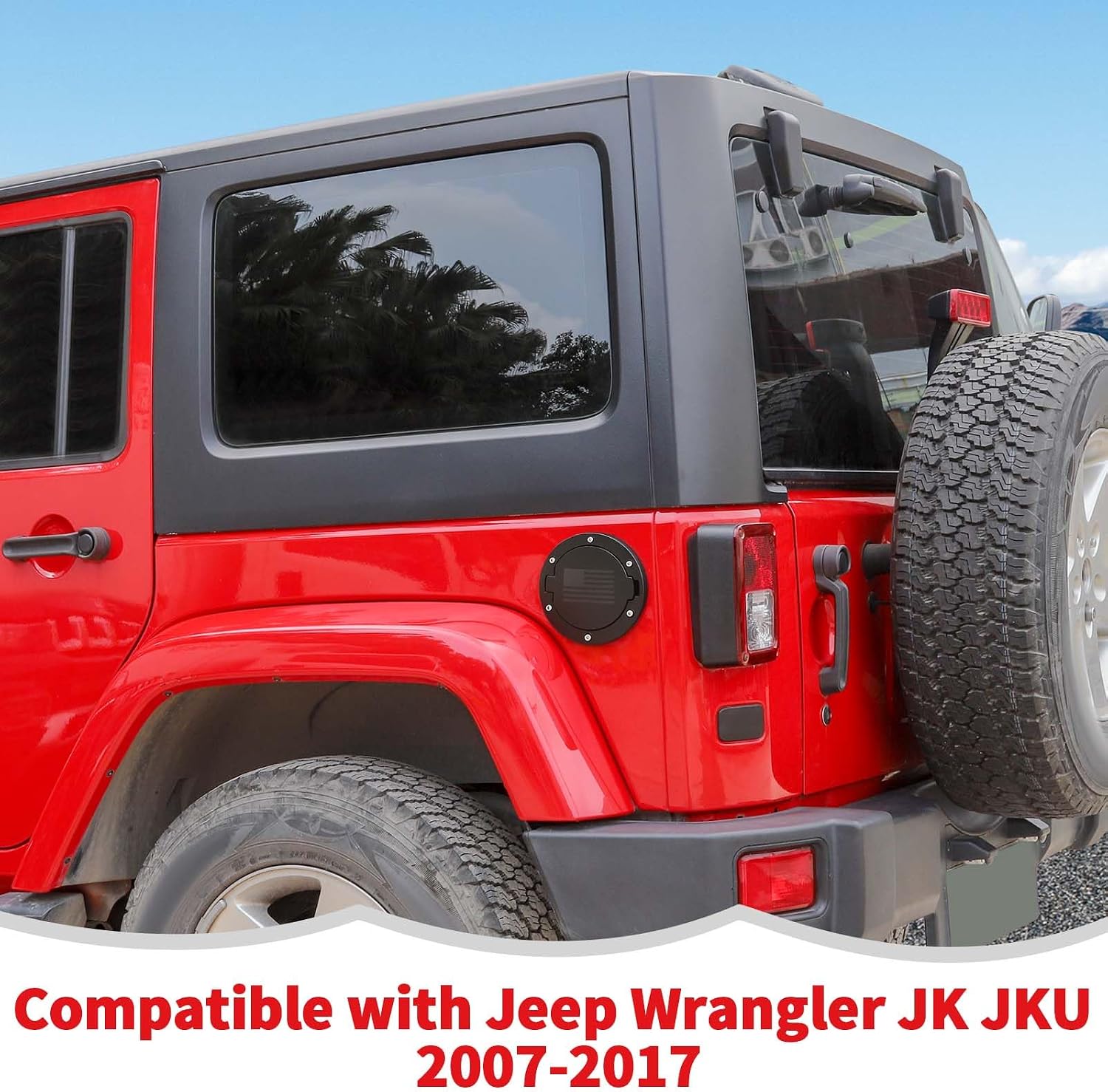 RT-TCZ Fuel Filler Door Gas Tank Cap Cover Accessories for 2007-2017 Jeep Wrangler JK & Unlimited Sport Rubicon Sahara (US Flag)