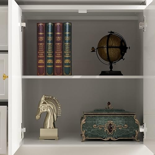 Miniatura 6 de AIEGLE Aparador de cocina blanco con 4 puertas y 5 cajones, armario de almacenamiento grande de 59.1 pulgadas de ancho, consola de mesa, armario de