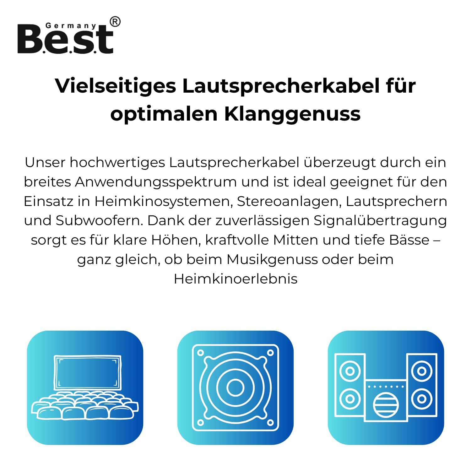 Germany B.e.s.t Cable de altavoz de 100 m, 2 x 2,5 mm², para altavoces y sistemas de cine en casa, cable de alta fidelidad CCA – cobre aluminio