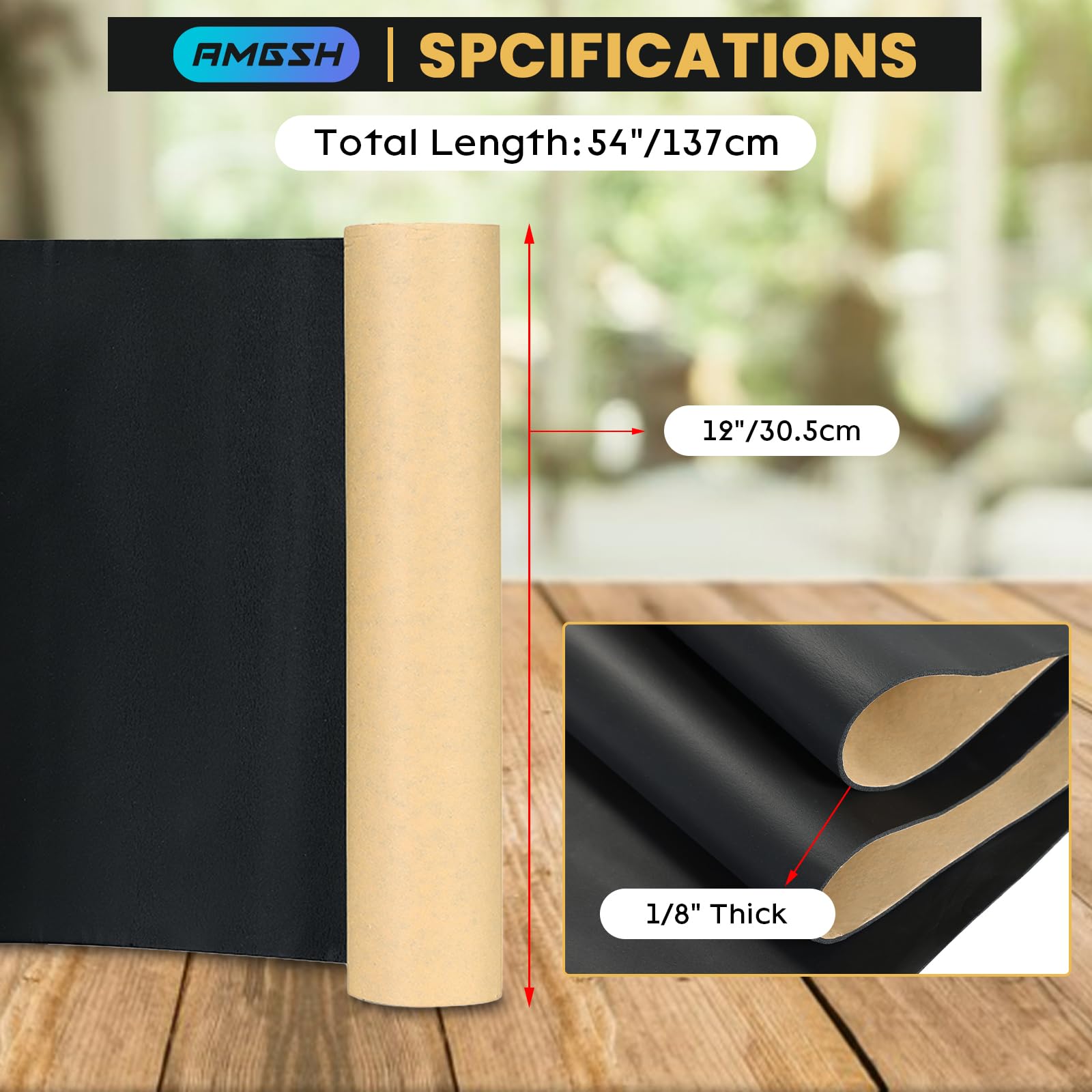 Sponge Neoprene W/ Adhesive Foam Rubber Sheet 1/8"x12"x 24" DIY Sealing Gasket - View #2