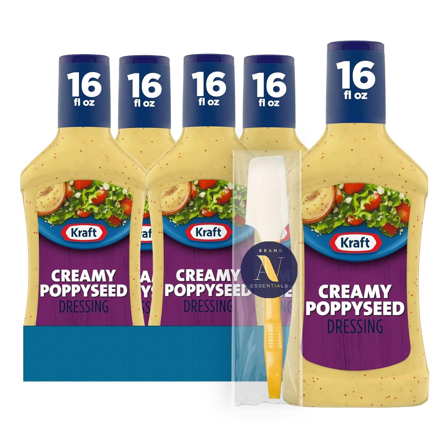 Kraft - Lavinia Essentials Bundle: 6-Pack of Poppyseed Creamy Dressing, 16oz Squeezable Plastic Bottle + 1 Utility Prop.