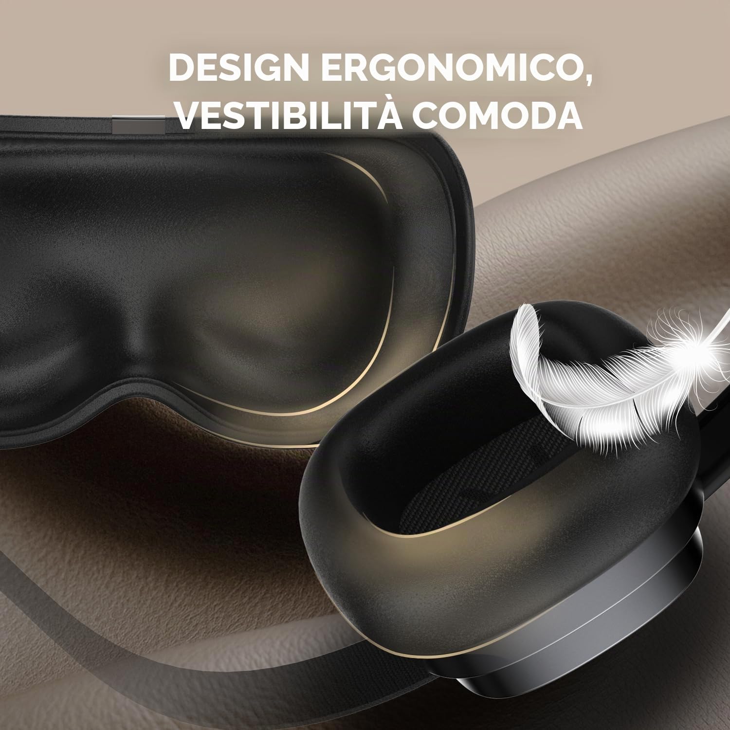 HubiCare - Maschera antirumore per gli occhi, con terapia termica e musica Bluetooth, per concentrarsi, rilassare, dormire meglio, meditare e alleviare la tensione (nero)