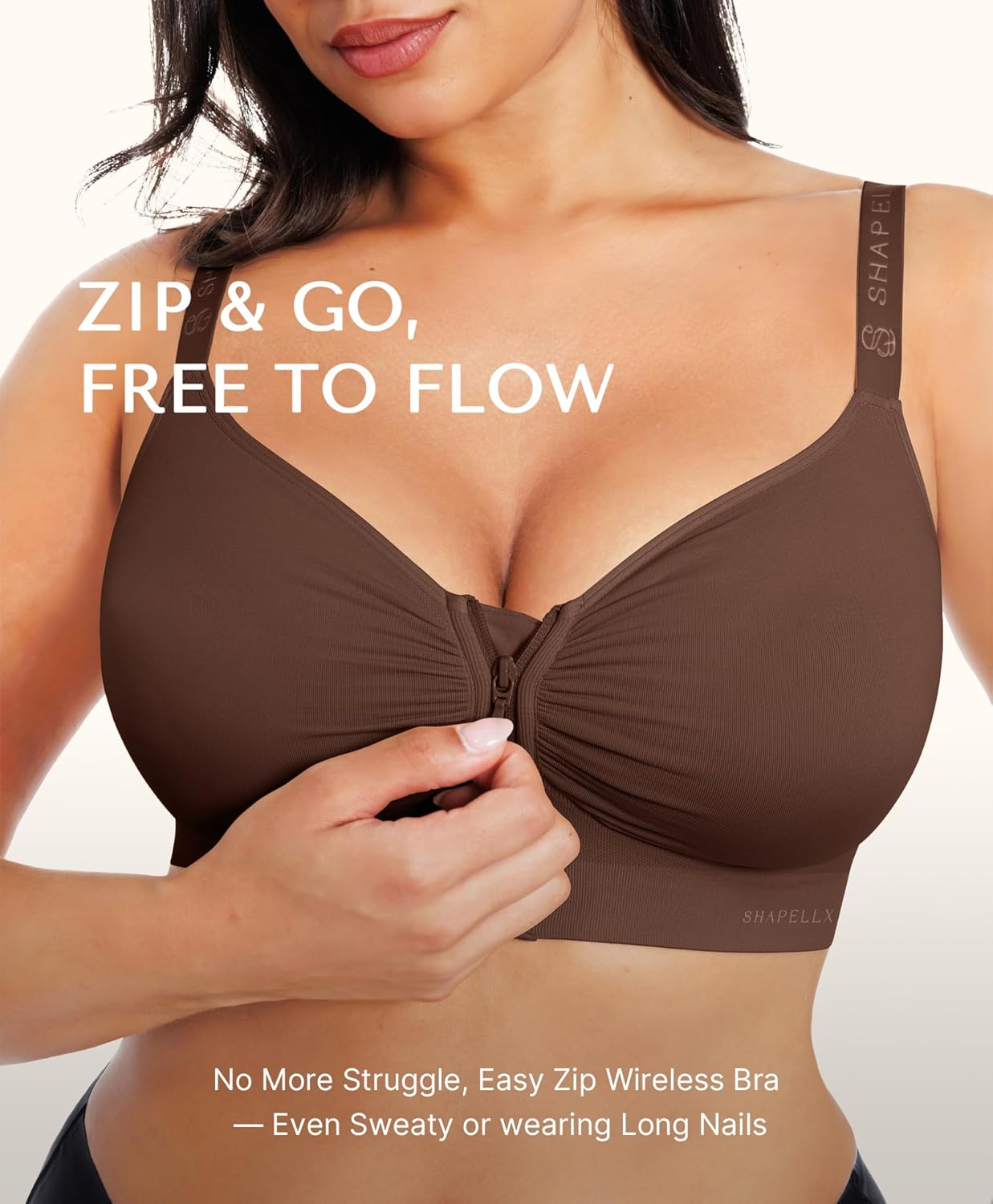 SHAPELLX Bras for Women Front Closure Wireless Everyday Bra Full Coverage Push Up Comfortable Bralettes with Zipper - Image 2