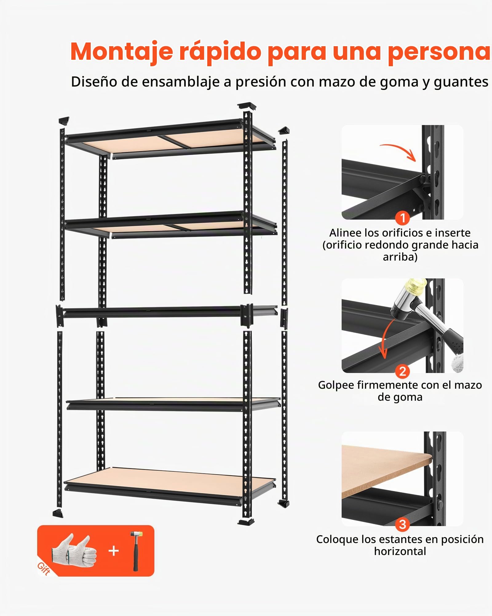 VEVOR Estantería Almacenaje Metálica de 5 Niveles 1025 x 517 x 1813 mm, Estantería Multiusos Altura Ajustable, Capacidad 1134 kg en Total con Estructura de Acero para Trastero Dormitorio Garaje Sótano