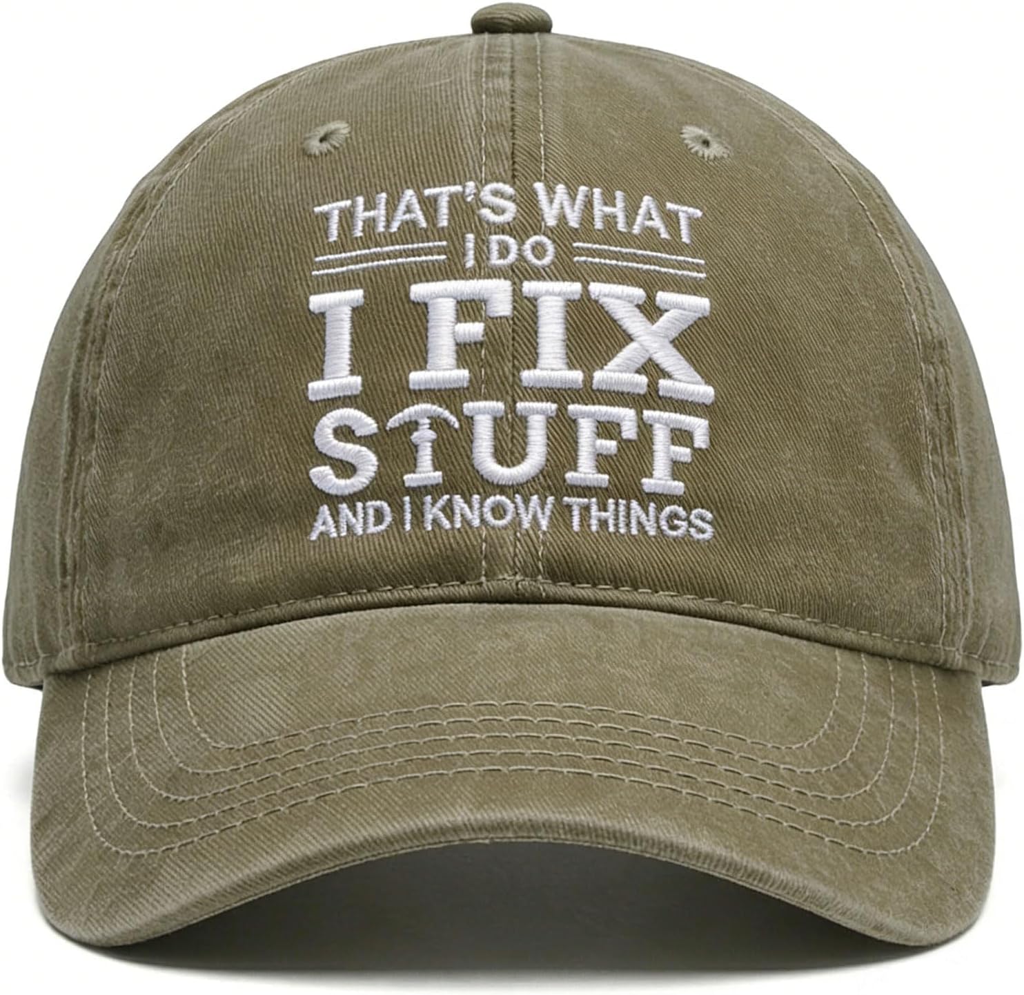 Funny Hats for Men Embroidered Adjustable Cotton Baseball Cap Unique for Men Who Have Everything, Perfect for Husband Papa Dad Grandpa Boyfriend Son Khaki