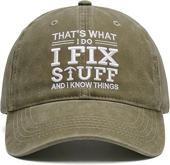 Funny Hats for Men Embroidered Adjustable Cotton Baseball Cap Unique for Men Who Have Everything, Perfect for Husband Papa Dad Grandpa Boyfriend Son Khaki