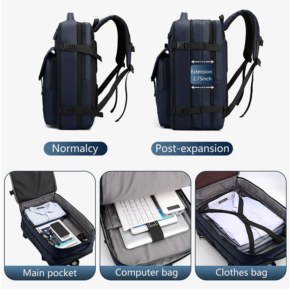 Snapklik.com : Travel Laptop Backpack, Extra Large Expandable Travel ...