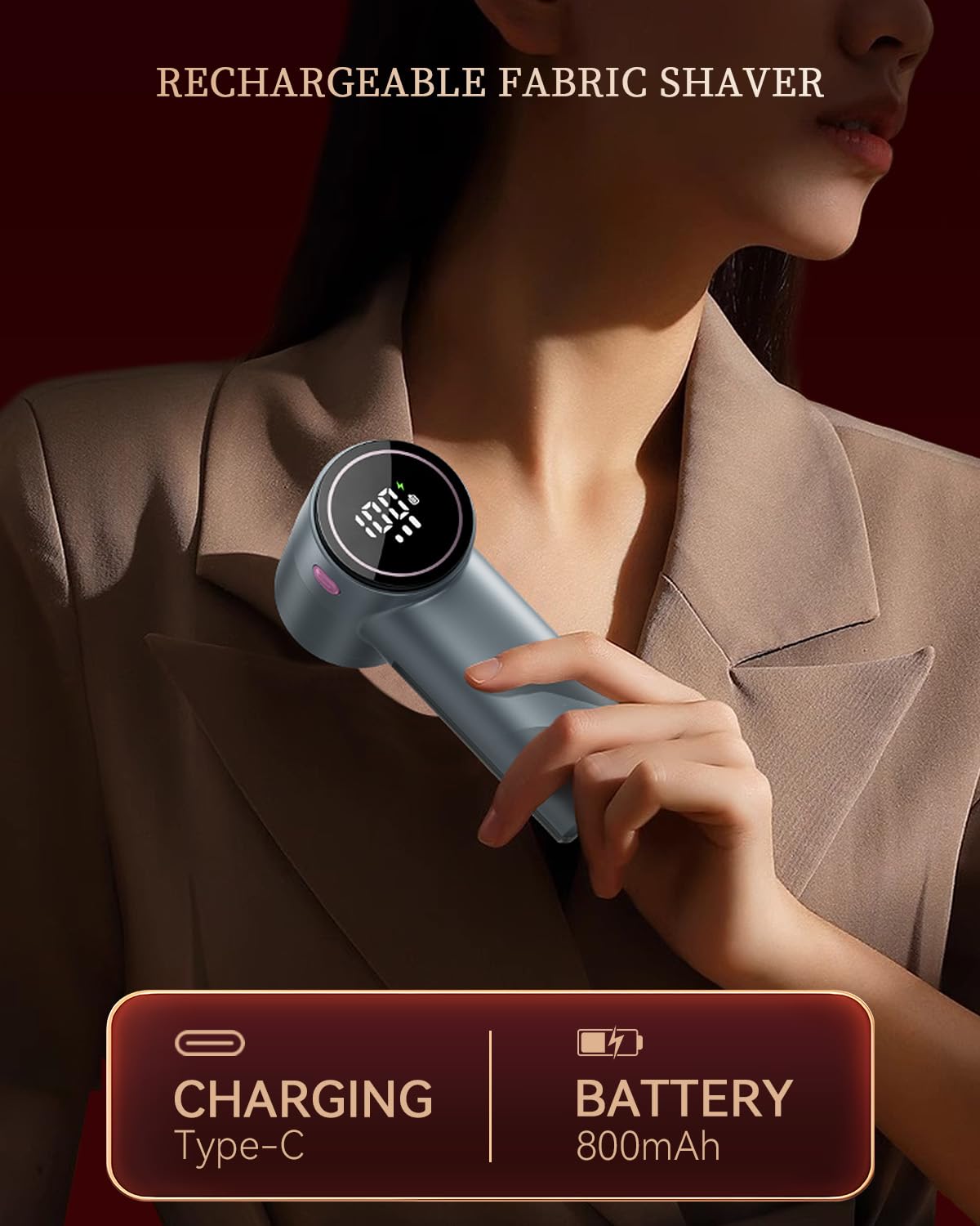 Afeitadora de tela, afeitadora de pelusa recargable con pantalla digital, afeitadora de suéter de 3 velocidades con cuchillas de 6 hojas, removedor de pelusa eléctrico portátil para quitar bolitas