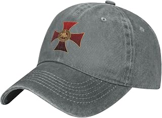 Templar Knight Symbol Cap Adjustable Washed Casquette Denim Cap Hat for Outdoor Baseball Cap
