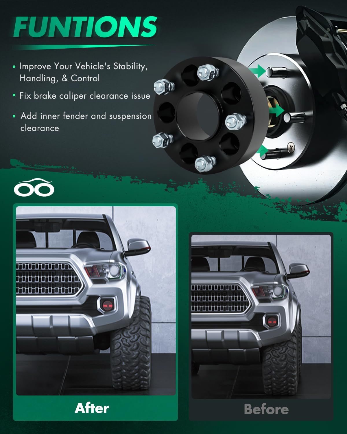 SCITOO 4Pcs 5x4.5 Wheel Adapters 2 inch Wheel Spacer Adapters with 1/2" Studs fit for Dodge Nitro 2007-2011 for Jeep for Cherokee 1984-2001 Liberty 2002-2012 71.5mm Hub Bore 5 Lug