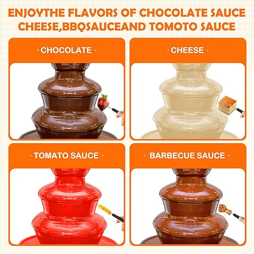 Miniatura 6 de 16oz Chocolate Fountain Machine, 3-Tier 1lb MINI Party Chocolate Fountain with 6PCS Fork and Fruits/Nuts/Treats Serving Tray for Weddings, Birthdays