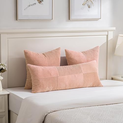 Miniatura 5 de Fancy Homi Paquete de 2 fundas decorativas de 12 x 20 pulgadas para cojín lumbar, melocotón, para sofá, sofá-cama o sala, estilo bohemio o de casa