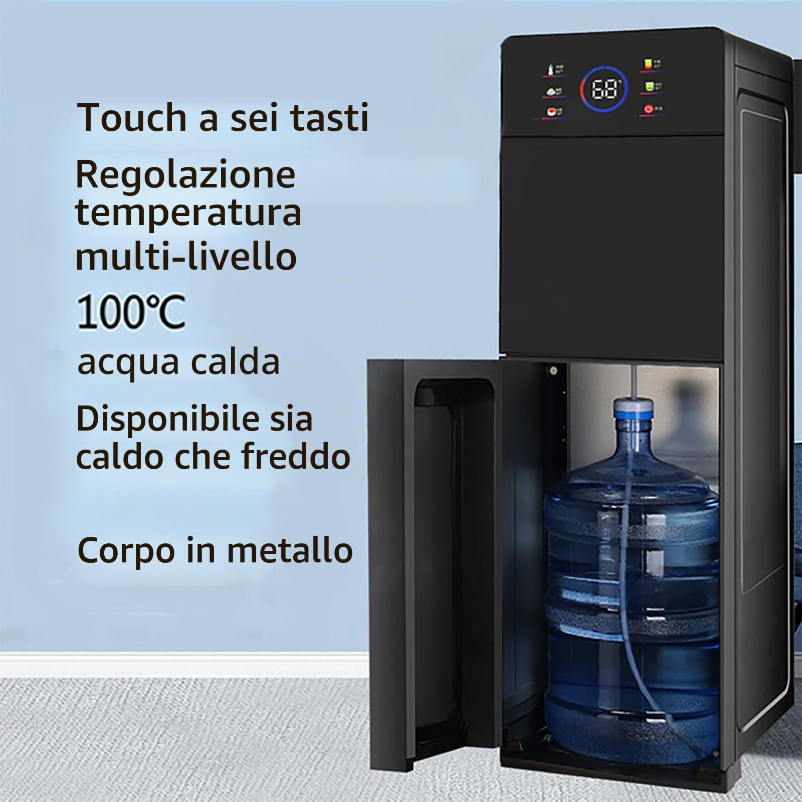 Dispenser Acqua Verticale, Refrigeratore D'acqua A Caricamento Dal Basso, Riscaldamento rapido 3 Impostazioni Di Temperatura Smart Touch for Domestico In Ufficio E Commerciale
