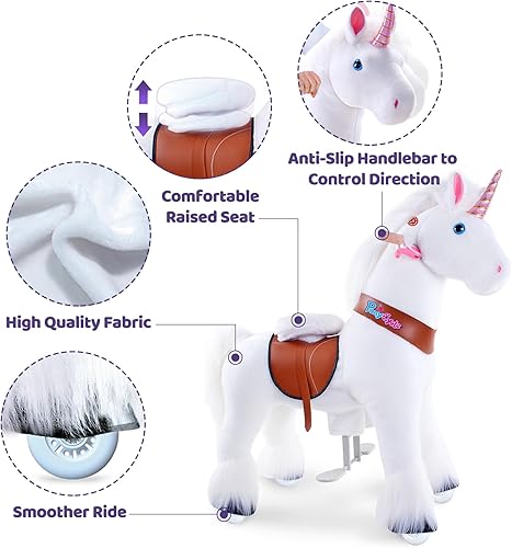 Miniatura 4 de PonyCycle Juguetes de unicornio para montar en ponis para niños, unicornio paseo en animales modelo clásico U (con freno36 pulgadas de alturatamaño