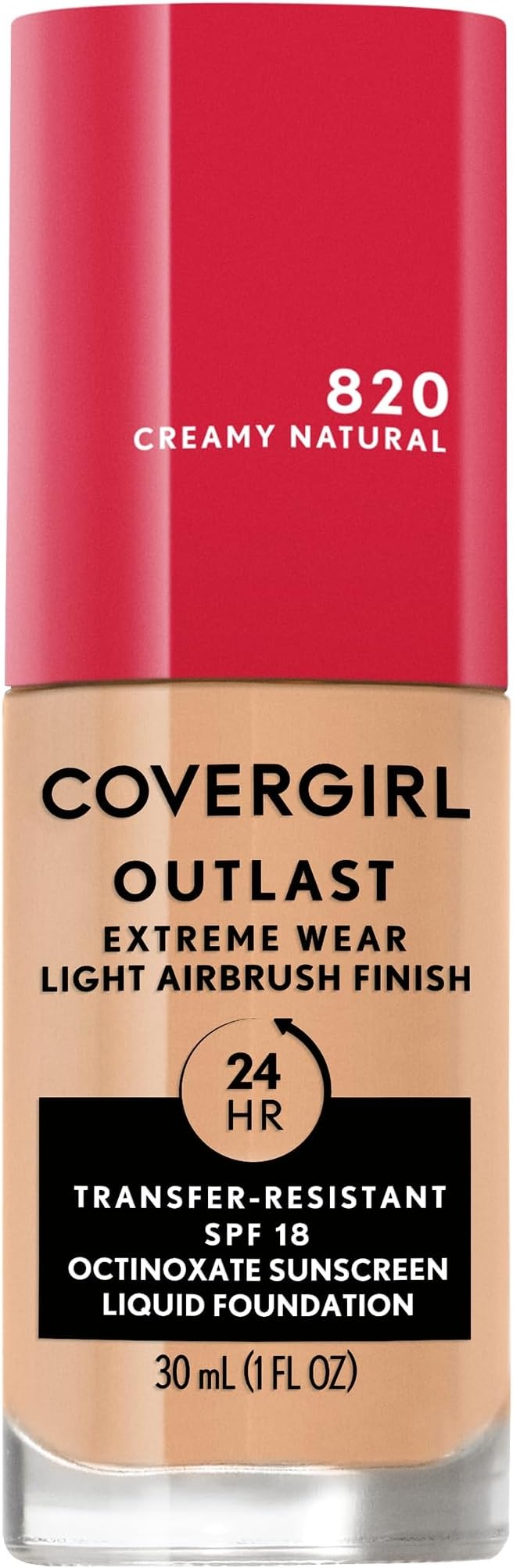 Outlast Extreme Wear 3-in-1 Full Coverage Liquid Foundation, SPF 18 Sunscreen, Creamy Natural, 1 Fl. Oz.