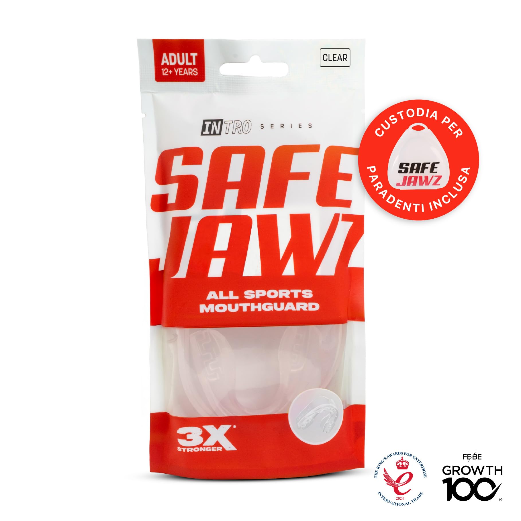 SAFEJAWZ vestibilità Slim Paradenti Sportivo Adulti e Bambini Contatto Completo per Tutti Gli Sport, tra Cui Rugby, MMA, Hockey, Judo Arti Marziali e Boxe