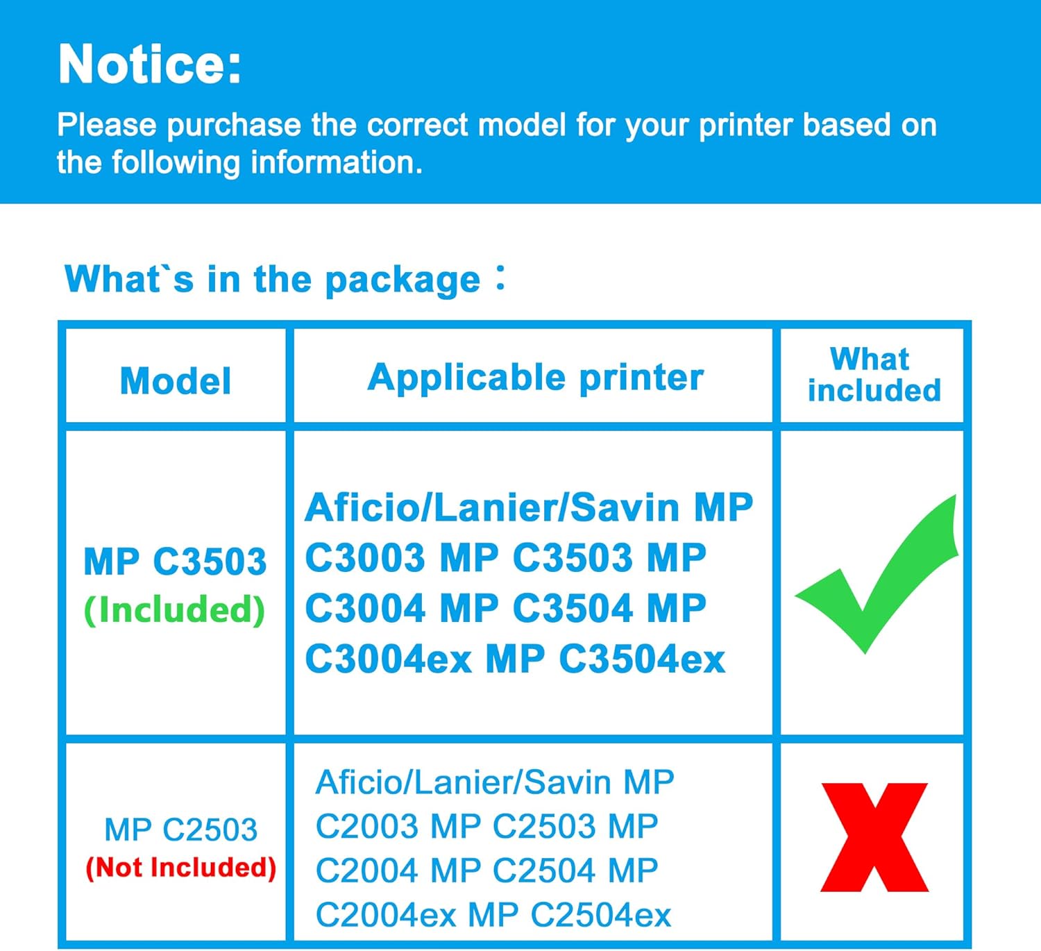 lcl compatible toner cartridge replacement for ricoh 841813 841816 841815 841814 mp c3003 c3503 c3004 c3504 c3004ex c3504ex lanier mp c3003 c3503 c3004 c3504 c3004ex c3504ex (4-pack bk c m y)