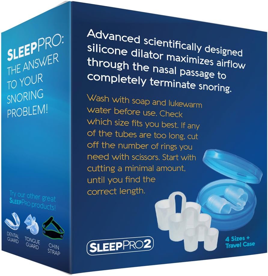 SleepPro Anti Snoring Solution Devices - 4 Snore Stopper Nose Vents - Anti-Snore Nasal Dilators - Stop Snoring Sleep Aid to Ease Nighttime Breathing (4 Sizes) : Health & Household