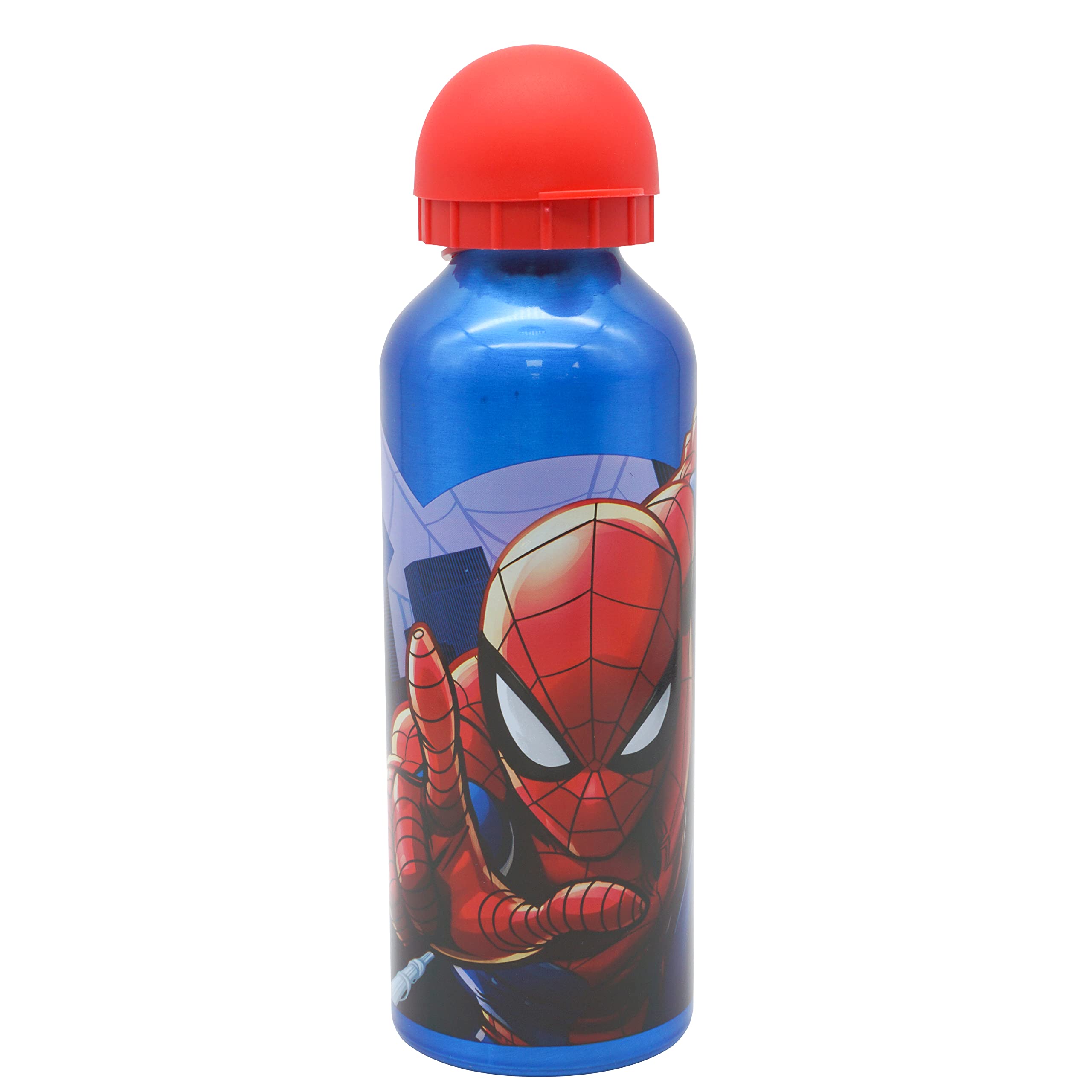 Hovuk Boys Blue Water Bottle Spider-Man Blue Aluminium Water Bottle 500Ml, Canteen Sports Drinking Water Bottle, 21Cm Blue Color Leak Proof And Freezer Safe Kids Summer Accessories For School, Traveling And Picnic Gift