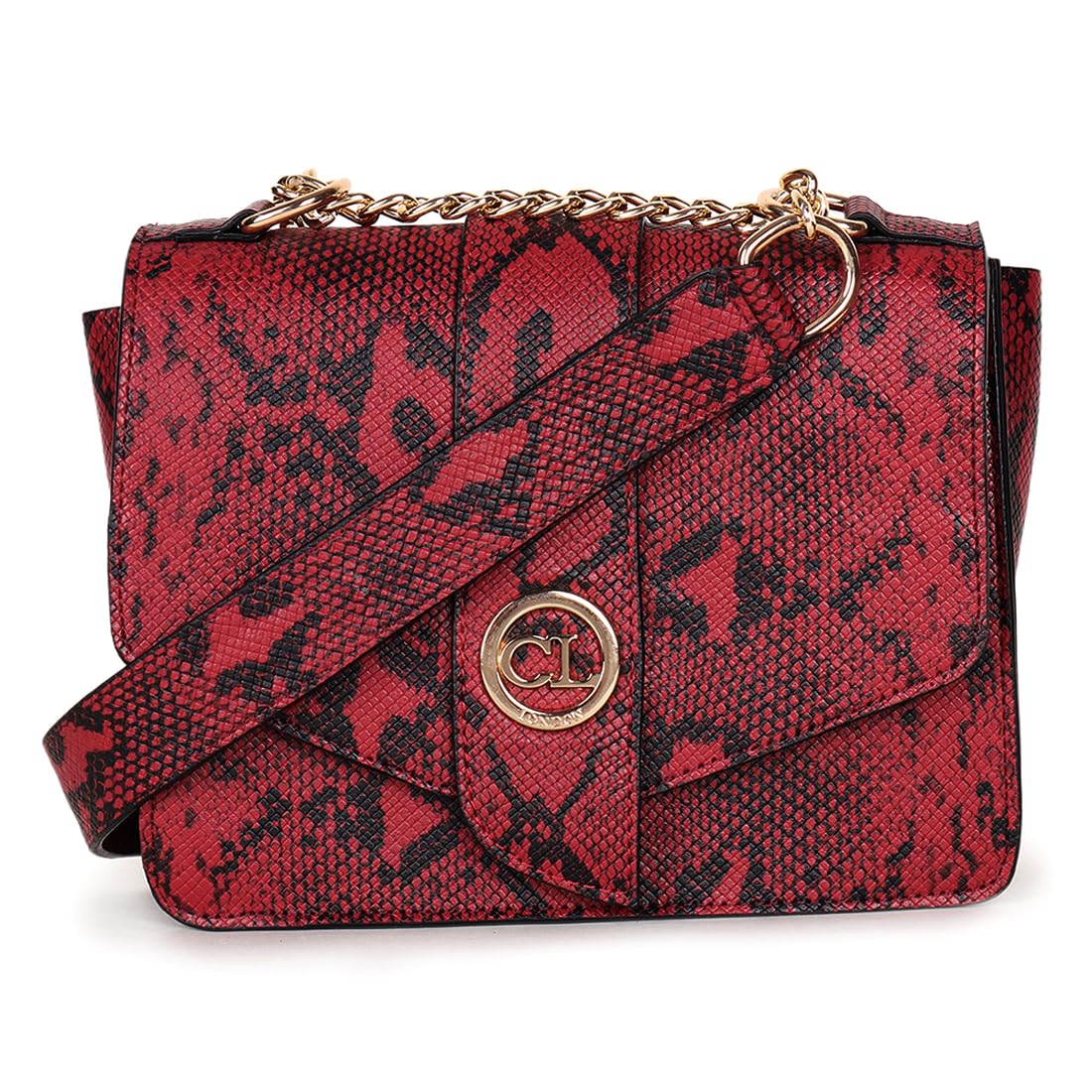 Carlton London MEHROON Snake Textured Sling Bag (B0D424VG3H) Amazon Price History, Amazon Price Tracker