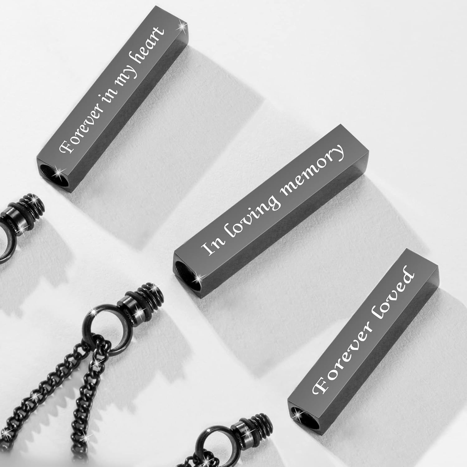 Crystal Black Cremation Jewelry for Ashes Silver Urn Necklace for Ashes, Birthstone Cube Urns Memorial Ashes Necklace Pendant Keepsake, Cremation Urn Jewelry Bar Locket With CZ - Image 3