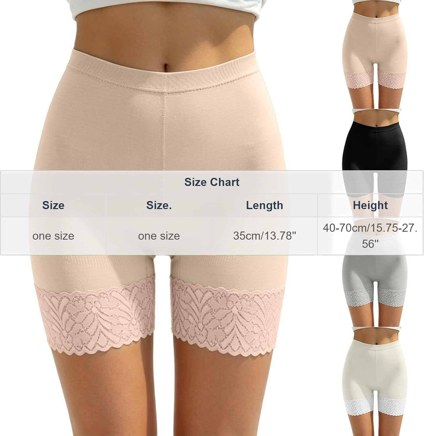 Women's Cooling Slip Shorts for Under Dresses Anti Chafing Shorts Stretch Stay-Put Lace Thin Waist Hip Lift Shapewear