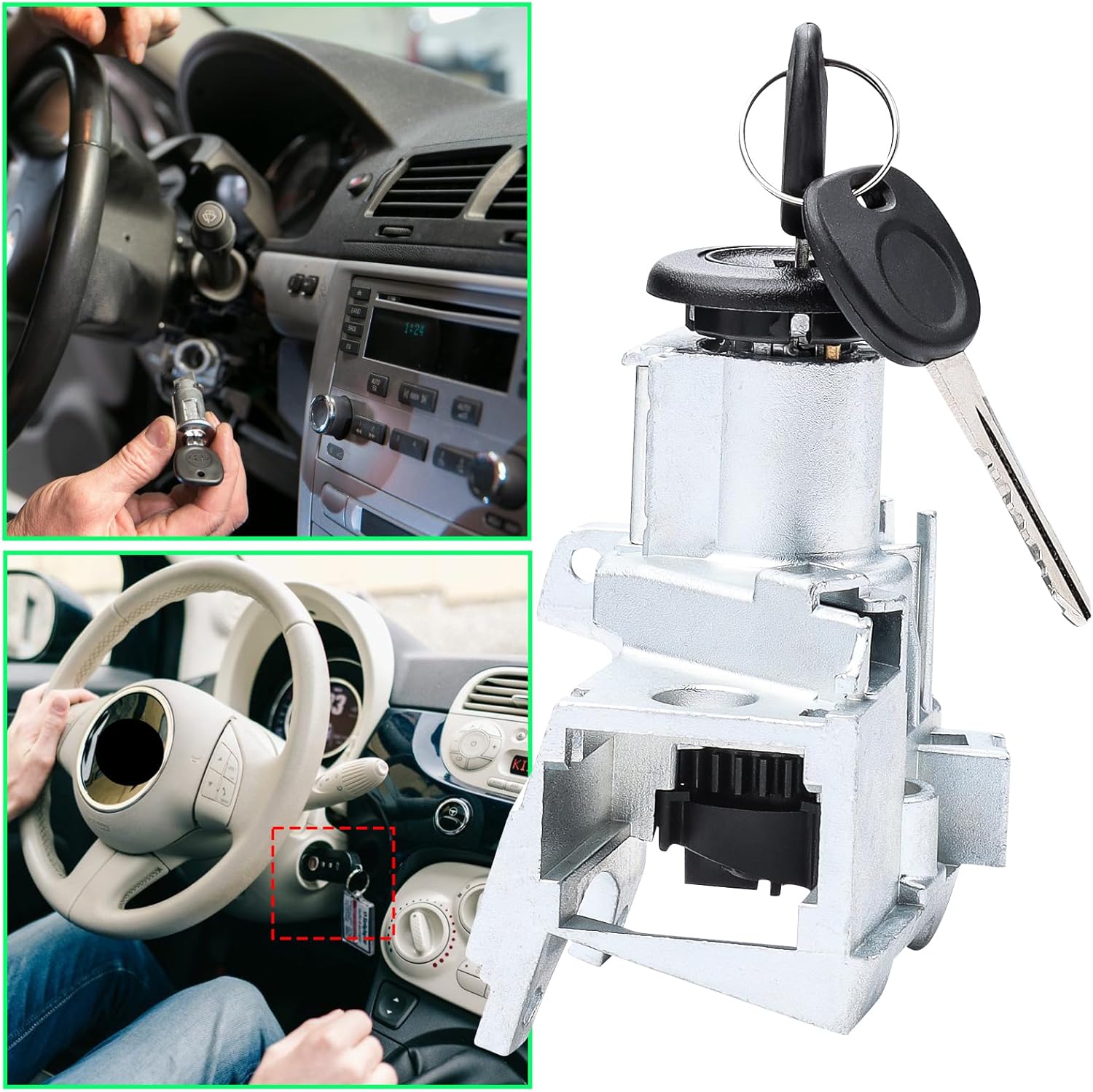 Ignition Lock Cylinder Switch & Ignition Lock Cylinder Housing for Chevy Avalanche Suburban Silverado Trailblazer, GMC Sierra, Rainier Escalade H2 Bravada, #OE Replace 924-713 ‎88965342 US-312L D1469G