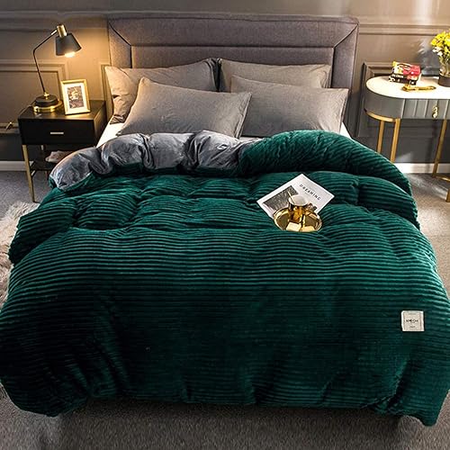 ZPEE Funda de edredón de pana gruesa, juego de funda de edredón de 2 fundas de almohada, funda de edredón cálida y suave, funda de edredón tamaño